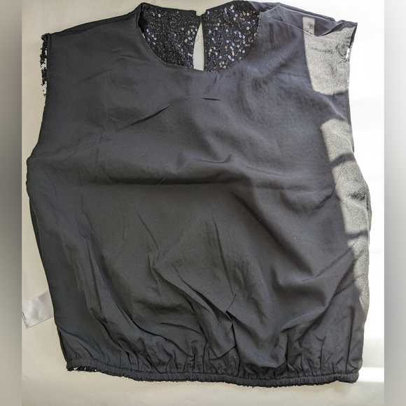 Express Women's Blouse Houndstooth Sequins Ruched cropped size small V-1 - Picture 6 of 11